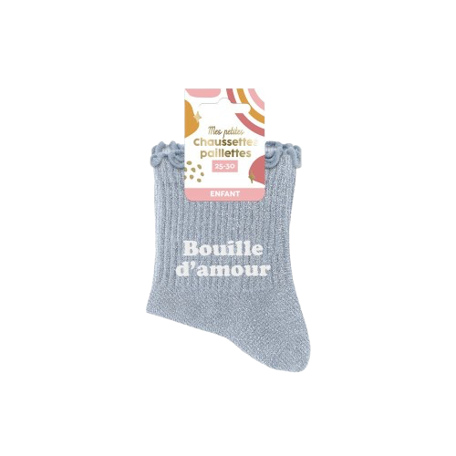 Chaussettes à Paillettes Pour Enfant – Taille 30-35 – Composition Coton/polyester/fibre Métallique – Modèle Mon Amour