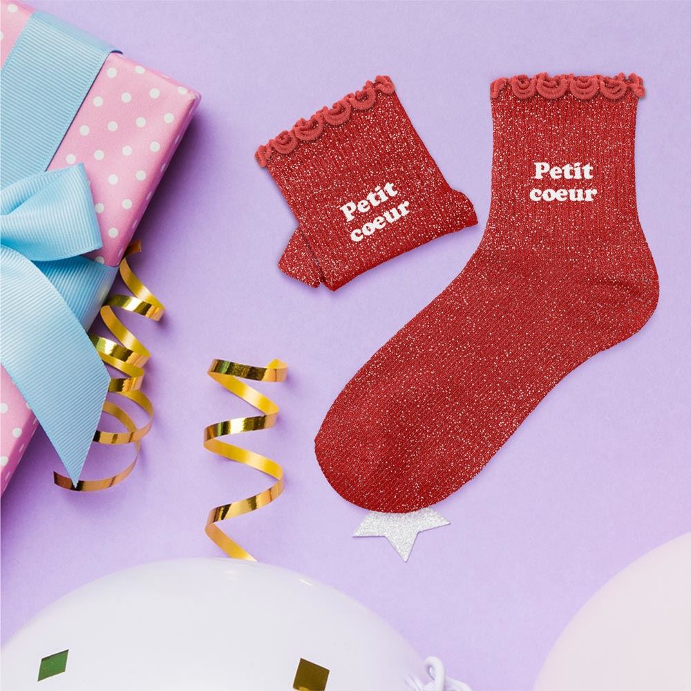 Chaussette Paillette Petit Cœur Enfant 25-30