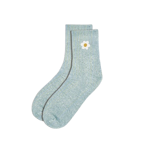 Chaussette Paillette Fleur Bleue
