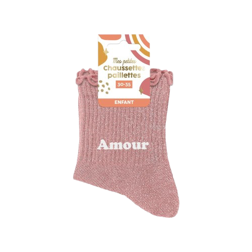 Chaussette Paillette Amour Enfant 30-35