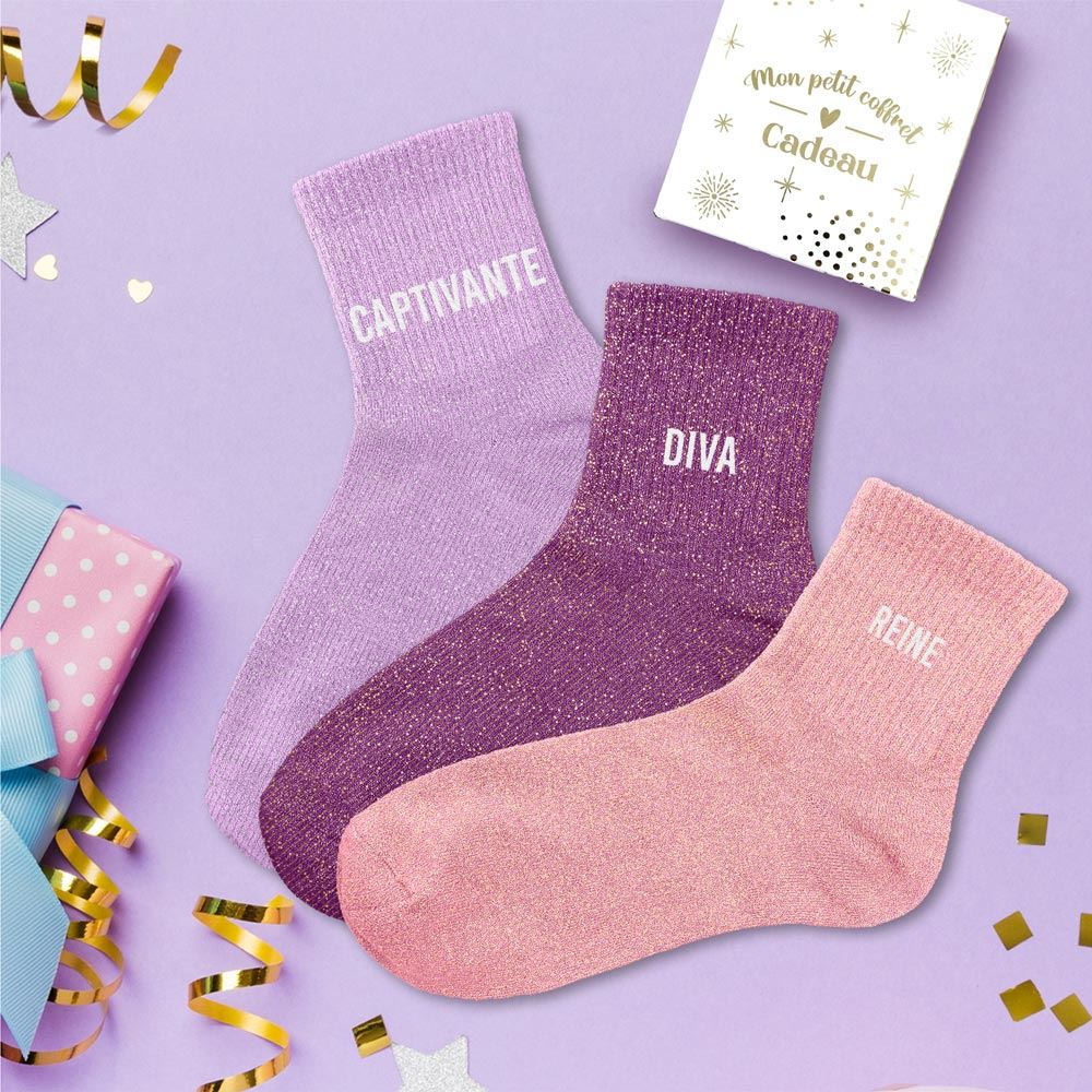 Coffret Trio Chaussette Paillette Captivante Diva Reine