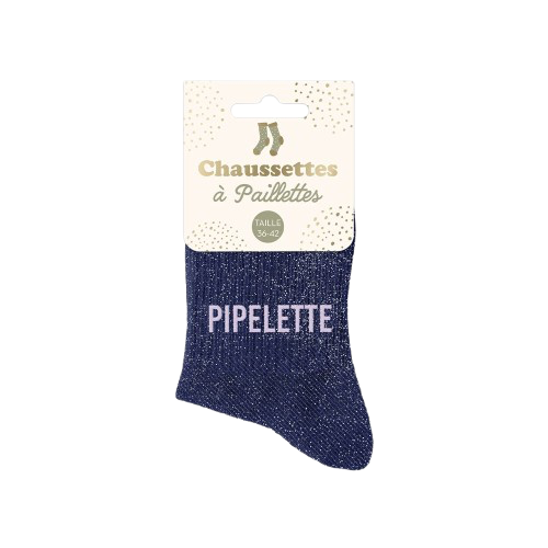 Chaussette Paillette Pipelette bleue