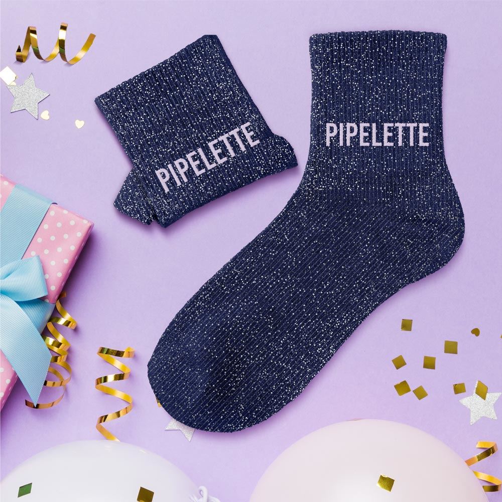 Chaussette Paillette Pipelette bleue