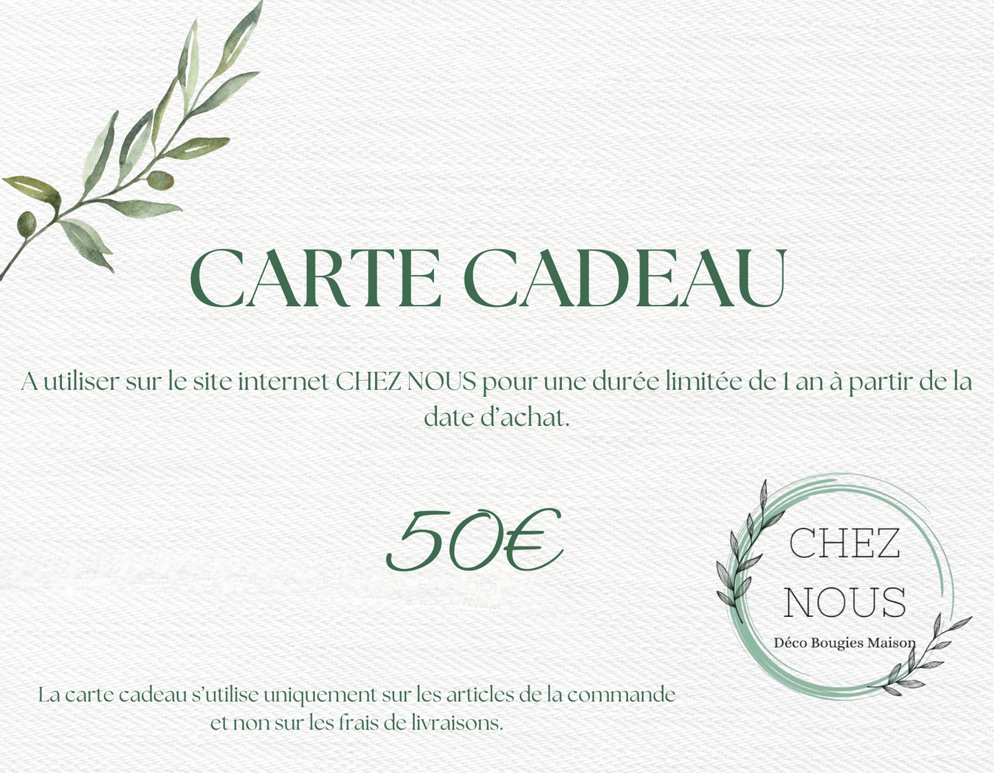 Carte Cadeau CHEZ NOUS