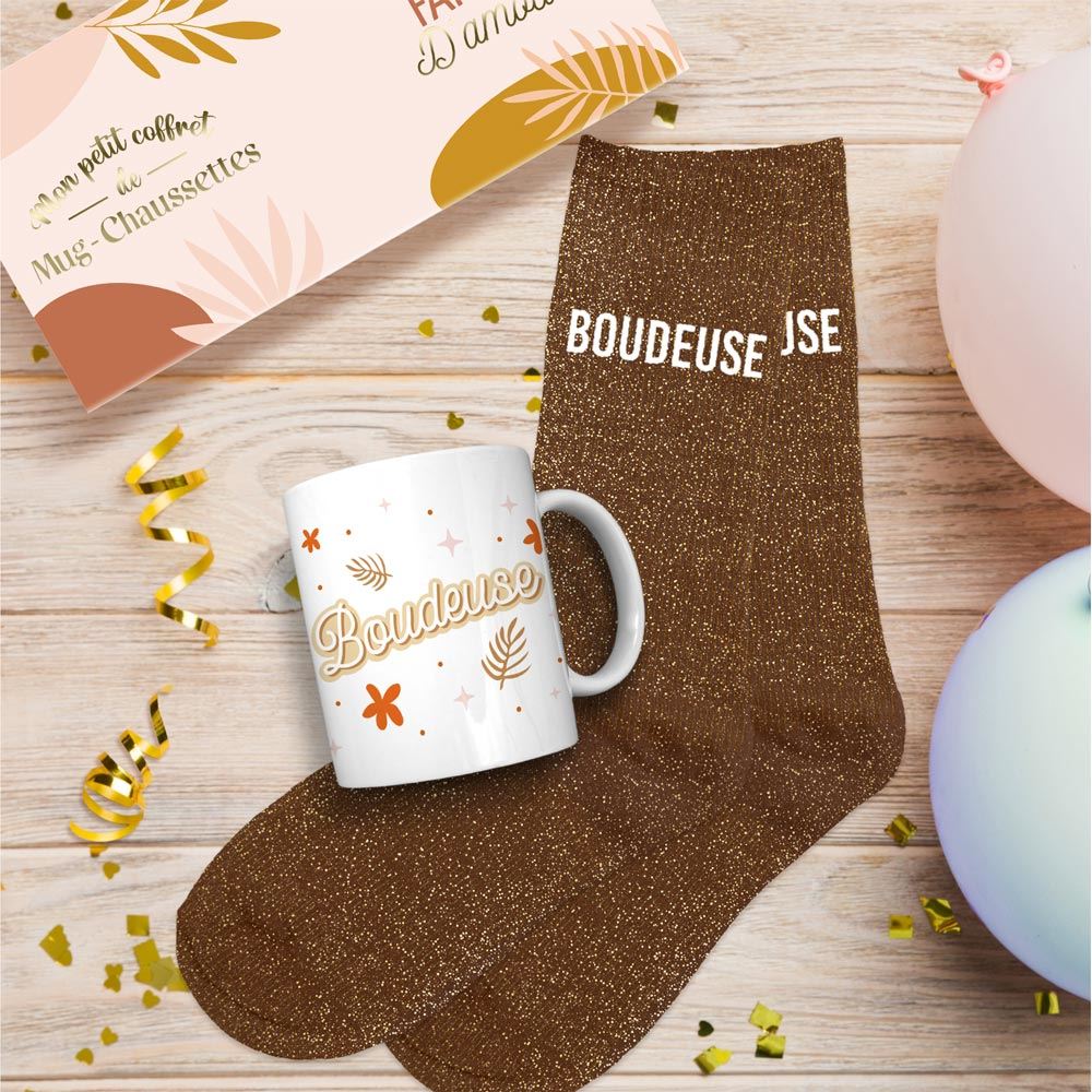 Coffret Mug/Chaussettes Paillettes Boudeuse