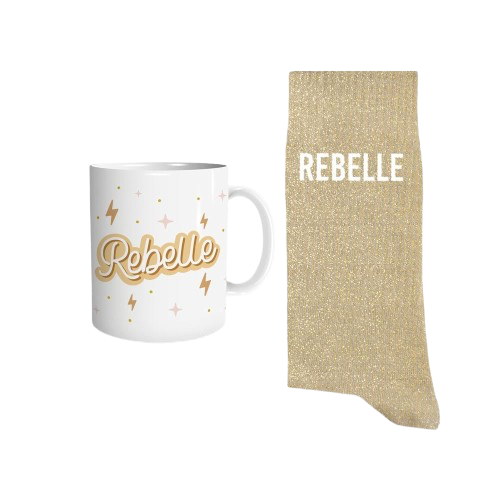 Coffret Mug/Chaussettes Paillettes Rebelle