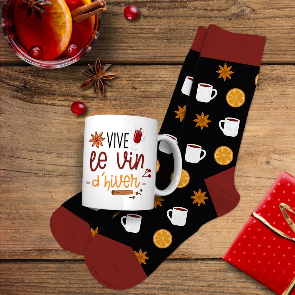 Coffret Mug/Chaussettes "Vive le vin d'hiver"