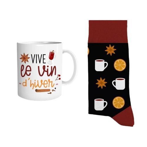 Coffret Mug/Chaussettes "Vive le vin d'hiver"