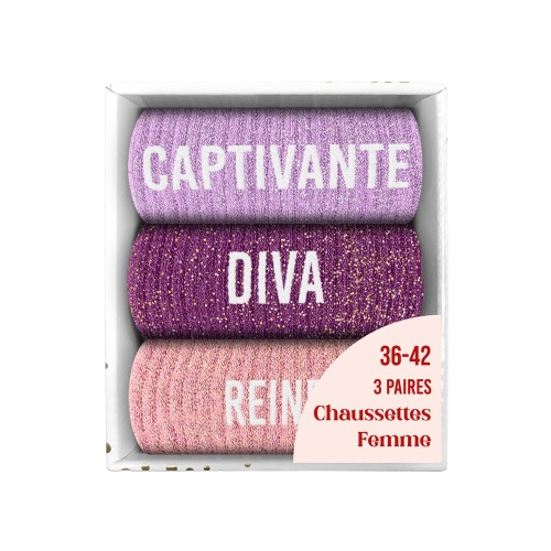 Coffret Trio Chaussette Paillette Captivante Diva Reine