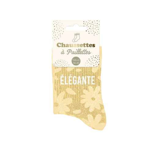 Chaussette Paillette Elegante Fleur