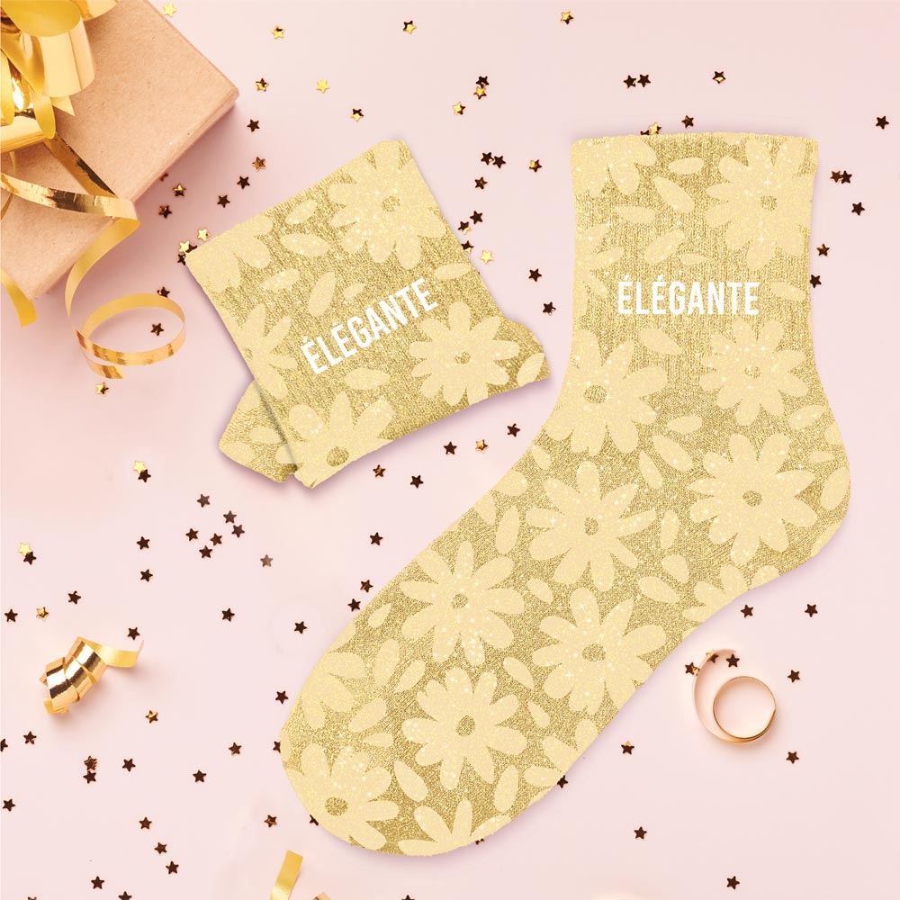 Chaussette Paillette Elegante Fleur