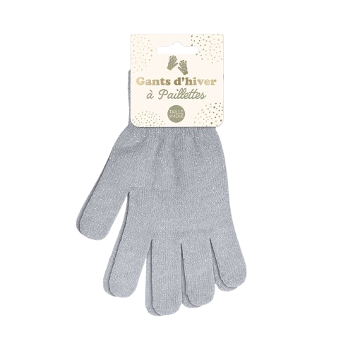 Gants Hiver à Paillette Gris