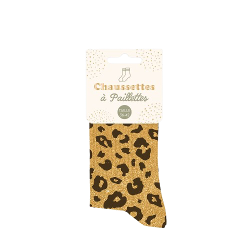 Chaussette Paillette Courte Léopard