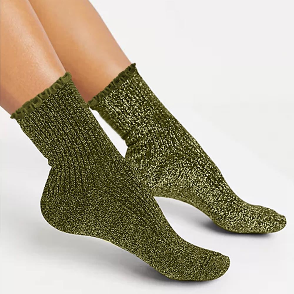 Chaussettes Paillettes Courte Kaki